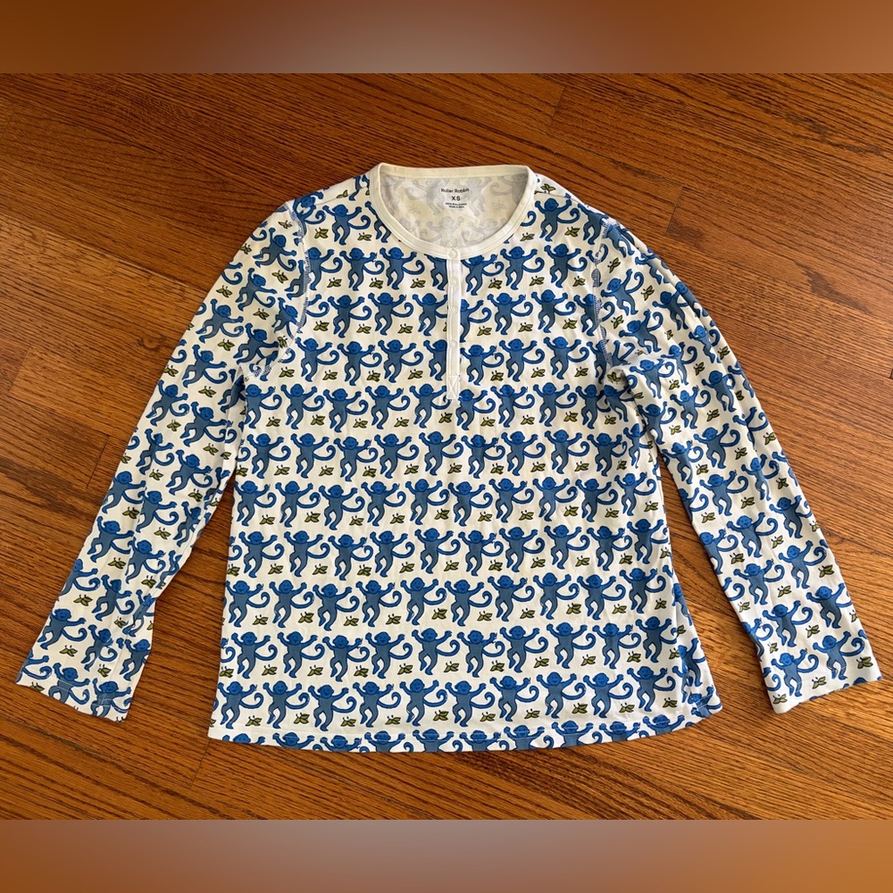 Roller Rabbit Blue Monkey Print Pajama Set - XS